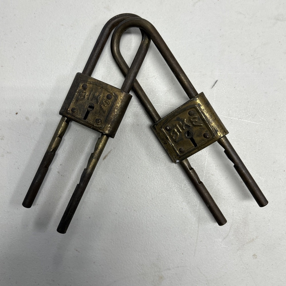 2 Antique Bicycle Bike Lock with No Keys Vintage Cycling Security